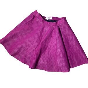LAMARQUE Fuchsia Skater Flared Perforated Leather Skirt. Size 2